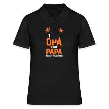 J’ai deux titres : Papi et Papa - Polo Femme - noir - Devant - Ailine (174cm)
