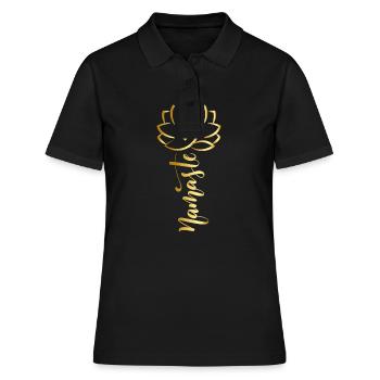 Fleur de Namaste lotos - Polo Femme - noir - Devant - Ailine (174cm)