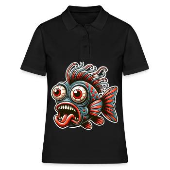 Fisch Crazy - Frauen Polo Shirt - Schwarz - Vorne - Ailine (174cm)