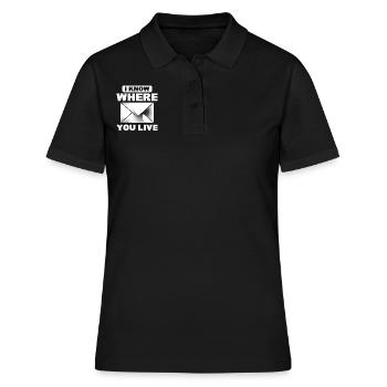 Je sais où tu habites facteur - Polo Femme - noir - Devant - Ailine (174cm)