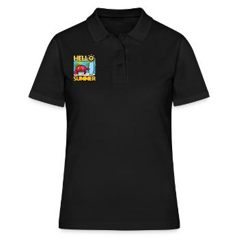 Hello Summer Sommer - Frauen Polo Shirt - Schwarz - Vorne - Ailine (174cm)