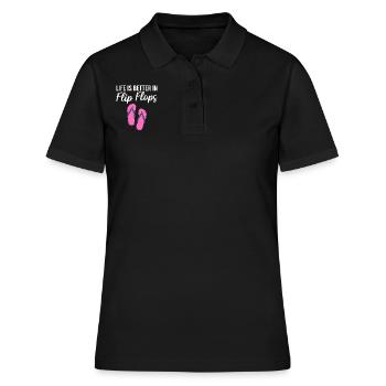 Life Is Better In Flip Flops Flip Flops Verkäufer - Frauen Polo Shirt - Schwarz - Vorne - Ailine (174cm)