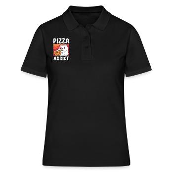 Pizza Addict Katzenmama - Frauen Polo Shirt - Schwarz - Vorne - Ailine (174cm)