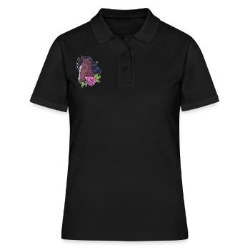 Pferd mit Blumen Reitlehrer - Frauen Polo Shirt - Schwarz - Vorne - Ailine (174cm)