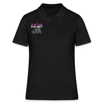 Look Pretty Play Dirty Schlammbegeisterter - Frauen Polo Shirt - Schwarz - Vorne - Ailine (174cm)
