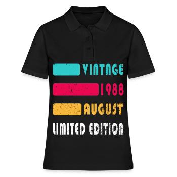 August 1988 Jahrestag August 1988 August - Frauen Polo Shirt - Schwarz - Vorne - Ailine (174cm)