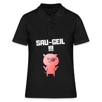 SAU-GEIL !!! - Frauen Polo Shirt - Schwarz - Vorne - Ailine (174cm)