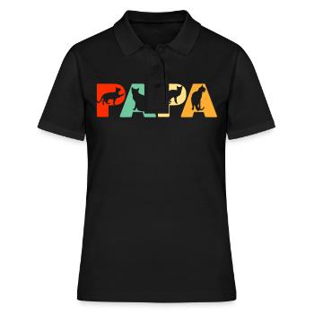 Retro Cat Dad Shirt, Funny Papa Cat Father Gift - Women's Polo Shirt - black - Front - Ailine (174cm)