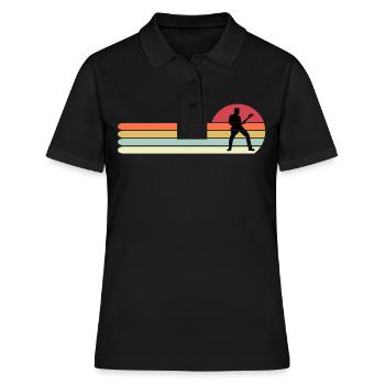 Funny Guitar Shirt, Retro Vintage Guitar Gift for - Women's Polo Shirt - black - Front - Ailine (174cm)