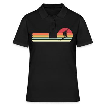 Retro Vintage Style Scuba Diving Gift for Dad - Women's Polo Shirt - black - Front - Ailine (174cm)