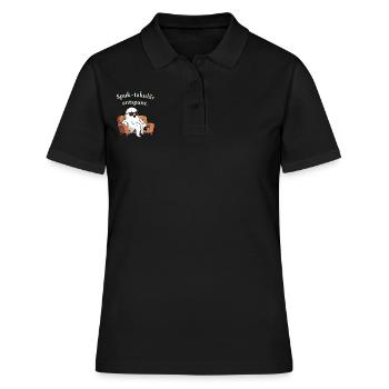 Spuk-takulär entspannt - Frauen Polo Shirt - Schwarz - Vorne - Ailine (174cm)