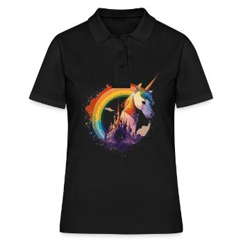 Licorne dans l’arc-en-ciel avec cadenas - Polo Femme - noir - Devant - Ailine (174cm)