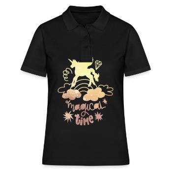 Einhorn, Einhörner, Ich liebe Einhörner, Geschenk - Frauen Polo Shirt - Schwarz - Vorne - Ailine (174cm)