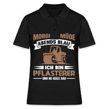 Pflasterer Steinleger Pflästerer Bau Pflastern - Frauen Polo Shirt - Schwarz - Vorne - Ailine (174cm)