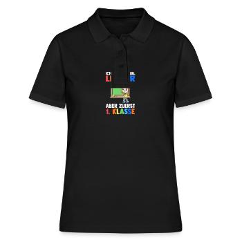 Enseignant Première Primaire Inscription Écolier - Polo Femme - noir - Devant - Ailine (174cm)