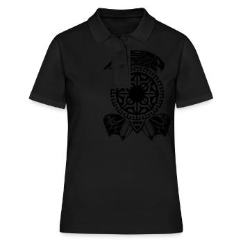 tatouage maori sur t-shirt - Polo Femme - noir - Devant - Ailine (174cm)