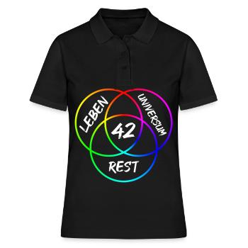 Antwort 42 - Frauen Polo Shirt - Schwarz - Vorne - Ailine (174cm)