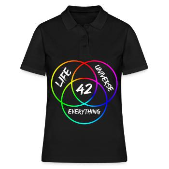 Antwort 42 - Frauen Polo Shirt - Schwarz - Vorne - Ailine (174cm)