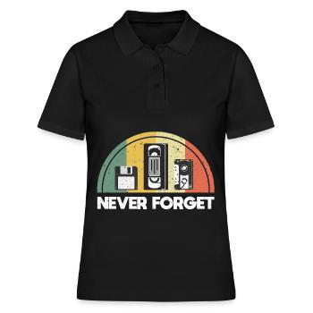 Never Forget Retro Vintage - Frauen Polo Shirt - Schwarz - Vorne - Ailine (174cm)