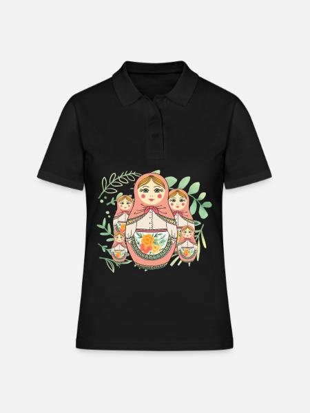 Poupée Matriochka Russie Babushka - Polo Femme - noir