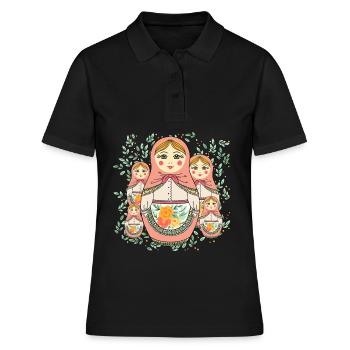 Matroschka Russland Babuschka Puppe - Frauen Polo Shirt - Schwarz - Vorne - Ailine (174cm)
