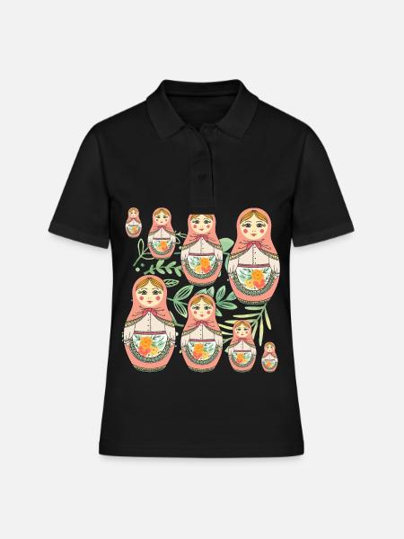 Poupée Matriochka Russie Babushka - Polo Femme - noir