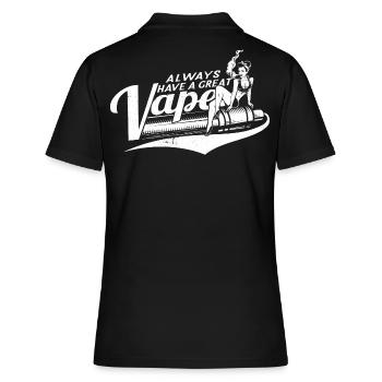 vape shirt mit sexy pin up frau und akkuträger - Frauen Polo Shirt - Schwarz - Hinten - Ailine (174cm)