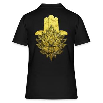 Hamsa main fleur de vie mandala symbole om - Polo Femme - noir - Dos - Ailine (174cm)
