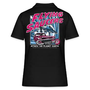 alien attack on earth science fiction - Women's Polo Shirt - black - Back - Ailine (174cm)