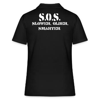 SOS,Geburtstag,Alter Senior Geschenk Humor Shirt - Frauen Polo Shirt - Schwarz - Hinten - Ailine (174cm)