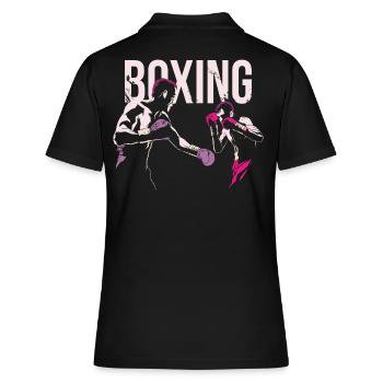 Boxe, boxe, boxe, boxeur, maillot de combat - Polo Femme - noir - Dos - Ailine (174cm)
