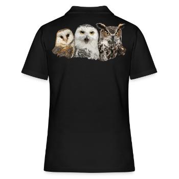 Eulen und Eule - Frauen Polo Shirt - Schwarz - Hinten - Ailine (174cm)