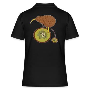 Vélo, cadeau d'humour végétalien végétarien kiwi vélo - Polo Femme - noir - Dos - Ailine (174cm)