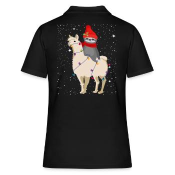 Christmas Llama Sloth, Sloth Funny Gift - Women's Polo Shirt - black - Back - Ailine (174cm)