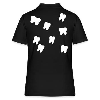 Zähne - Frauen Polo Shirt - Schwarz - Hinten - Ailine (174cm)