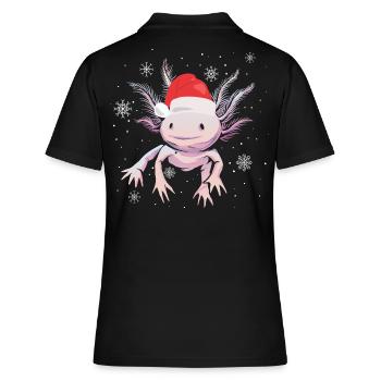 Frohe Weihnachten, Tiere, Xmas, Amphibien, Axolotl - Frauen Polo Shirt - Schwarz - Hinten - Ailine (174cm)