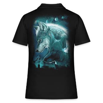 WOLVES PLANET SPACE SPIRITUALITY - Women's Polo Shirt - black - Back - Ailine (174cm)