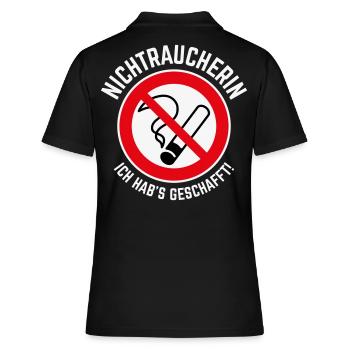 Nichtraucherin – Ich Hab’s Geschafft! (3C / W) - Frauen Polo Shirt - Schwarz - Hinten - Ailine (174cm)