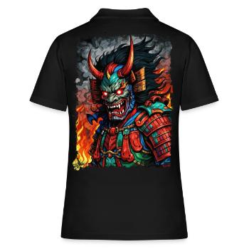 Devil Oni Maske - Frauen Polo Shirt - Schwarz - Hinten - Ailine (174cm)