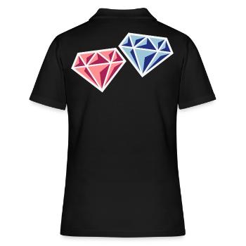 Couple de diamants (symbole de mariage de jeunes mariés / NEG) - Polo Femme - noir - Dos - Ailine (174cm)