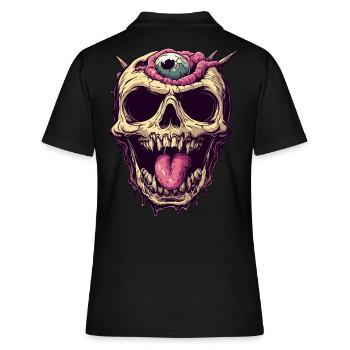 Crâne de zombie dégoûtant avec œil et langue - Polo Femme - noir - Dos - Ailine (174cm)