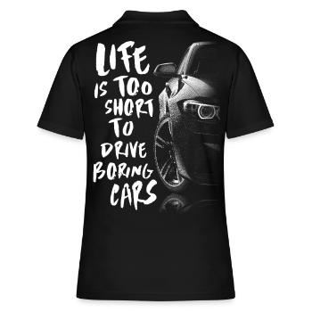 VOITURE BOLIDE AUTOMOBILE CITATION HUMOUR COURSE - Polo Femme - noir - Dos - Ailine (174cm)