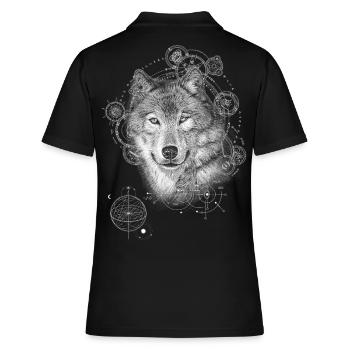 WOLF MYSTISCH NATUR GEIST SPIRITUALITÄT NATUR - Frauen Polo Shirt - Schwarz - Hinten - Ailine (174cm)