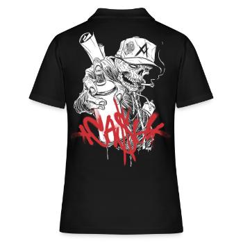 BARGELD GRAFFITI RAP HIP HOP SCHÄDEL STREETART - Frauen Polo Shirt - Schwarz - Hinten - Ailine (174cm)