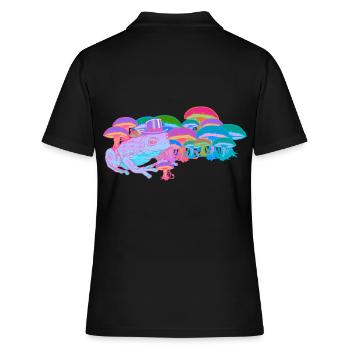 Natürlich Natur Rausch Pilz Frosch Schamane High - Frauen Polo Shirt - Schwarz - Hinten - Ailine (174cm)