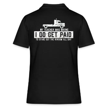 LKW Fahrer - Frauen Polo Shirt - Schwarz - Hinten - Ailine (174cm)