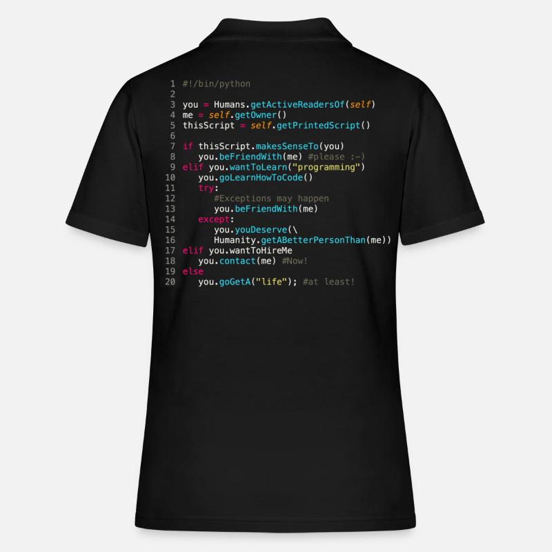 Être amis avec les programmeurs (en Python) - Polo Femme - noir