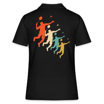 badmintion retro design - Frauen Polo Shirt - Schwarz - Hinten - Ailine (174cm)