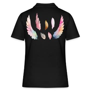 Plumages Colorés d'Aquarelle - Polo Femme - noir - Dos - Ailine (174cm)