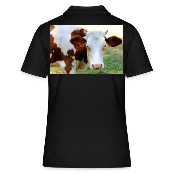 Kuh Poster - Frauen Polo Shirt - Schwarz - Hinten - Ailine (174cm)
